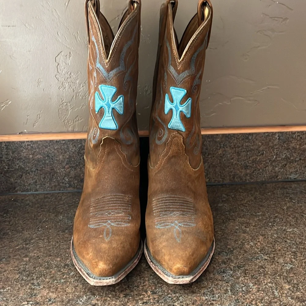 Tony Lama Suede Cowgirl Boots - Picture 2 of 11